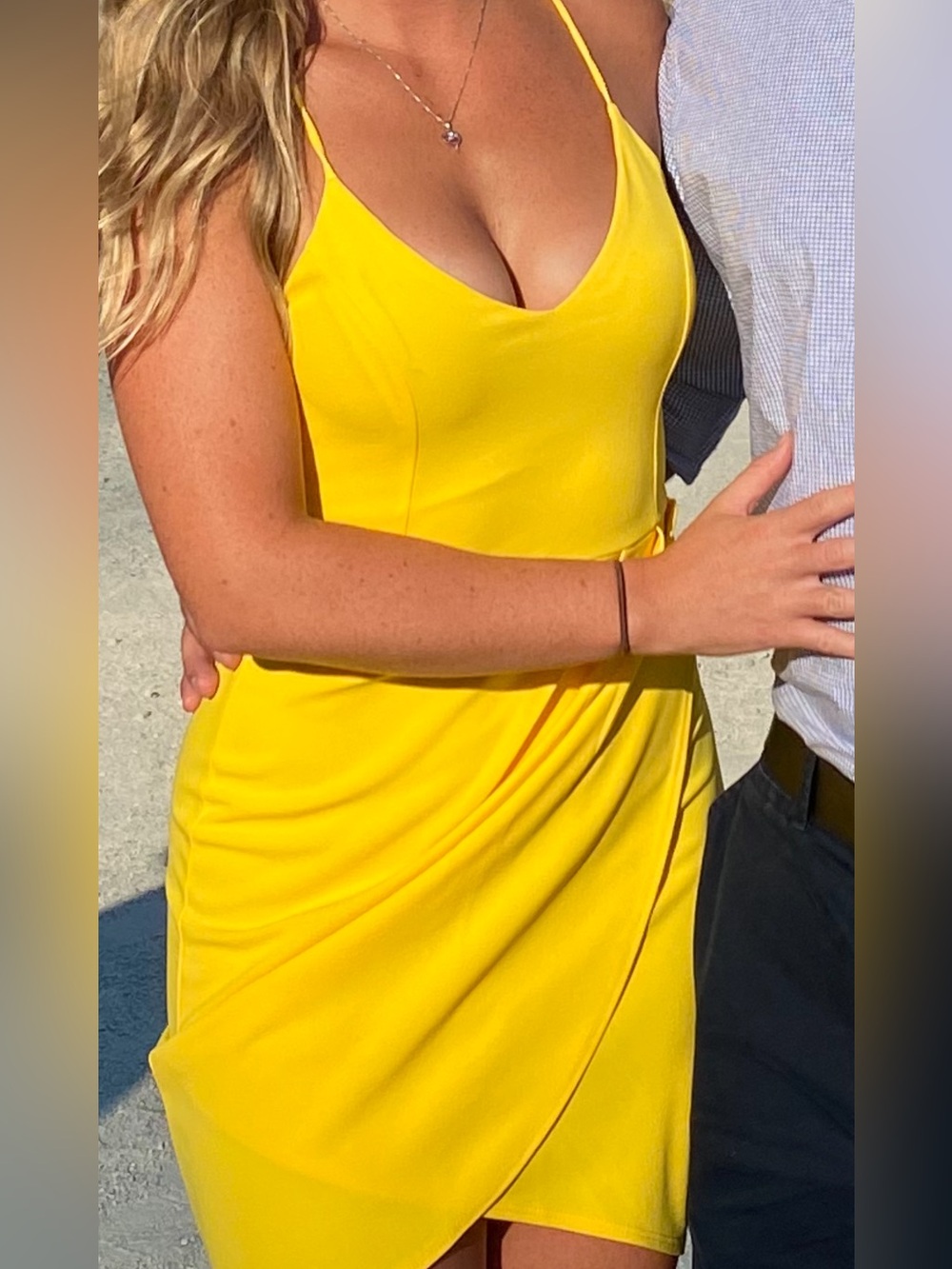 Lulu's Bright Yellow Sleeveless V-Neck Mini Dress